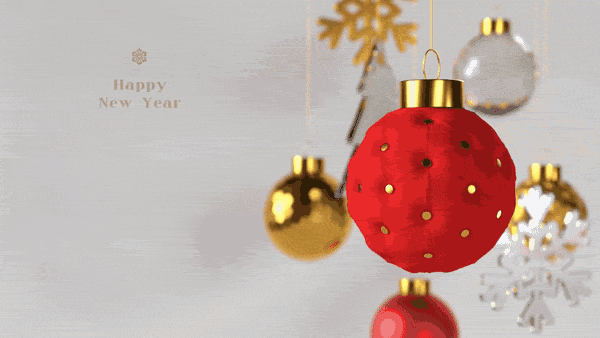 Happy New year with Festive Christmas Ornament Decoration Red Velvet Ball with Gold Dots & Shiny Gold Baubles