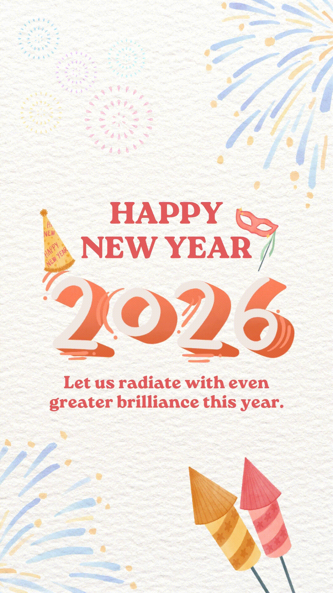 Pink Blue Playful Illustrative Happy New Year 2026 Animated Instagram Story