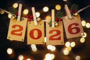 Year 2026 Written on Pinned Cards on a String Desktop 4K Ultra UHD wallpaper