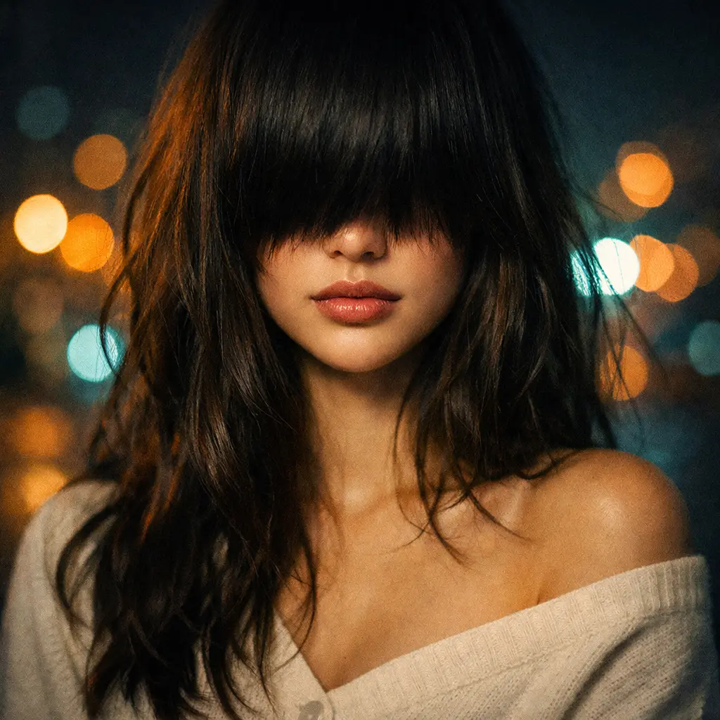 Stylish Girl Pic Hiding Face — Hair Over Eyes