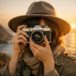 Travel Girl With Camera Hidden Face DP