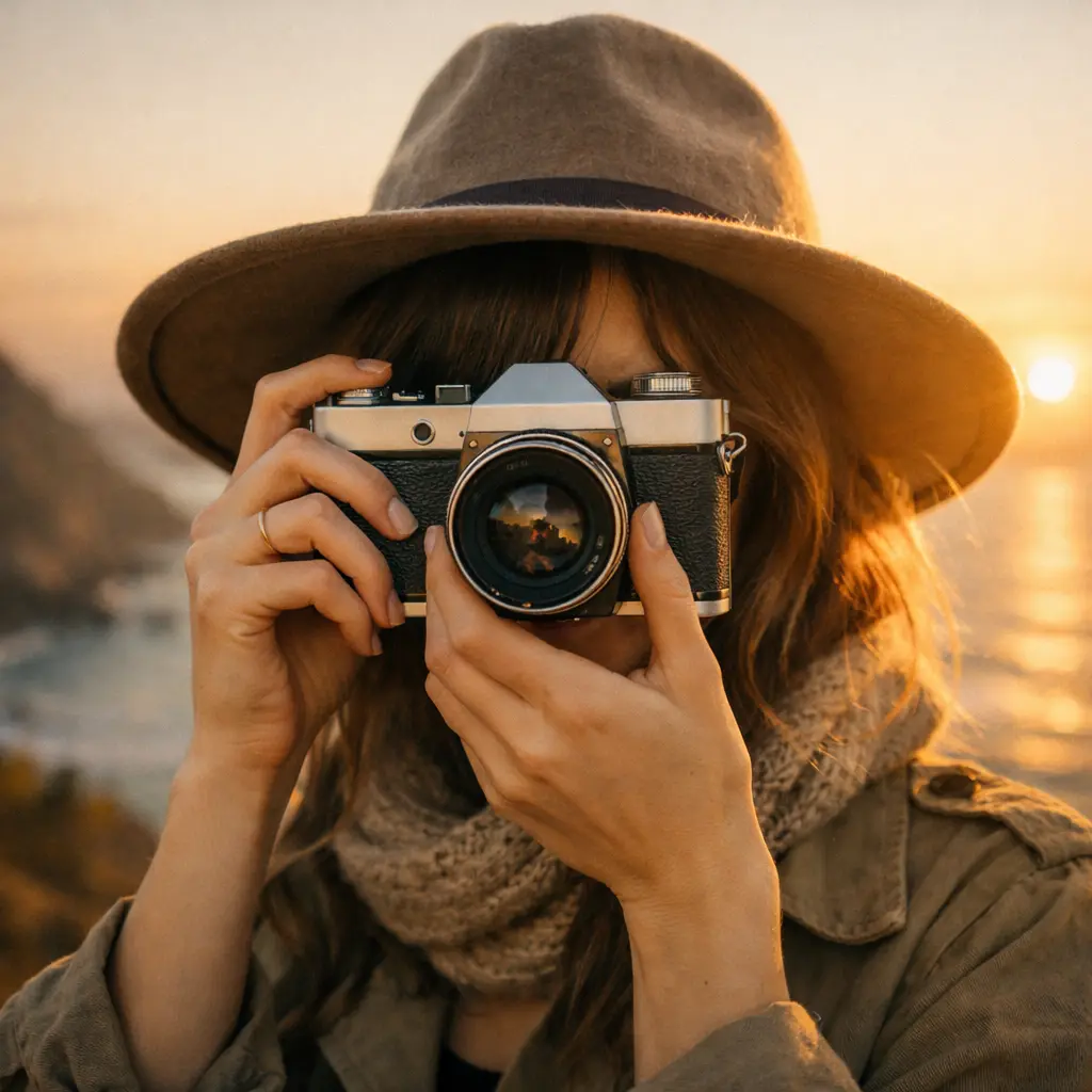 Travel Girl With Camera Hidden Face DP